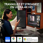 Logitech - MX Brio webcam 4K Ultra HD - 1080p à 60 IPS - Gris pâle-Qualité d'image améliorée par l'IA: profitez d'une visibilité du visage 2 fois supérieure avec des détails plus fins malgré de mauvaises conditions d'éclairage, d'une réduction du bruit et d'un réglage automatique de l'exposition, de la balance des blancs et de la mise au point
