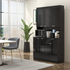 HOMCOM - Armoire de cuisine garde-manger avec étagère réglable et tiroir - noir brillant-Plusieurs placards à portes avec étagères pour ranger la vaisselle, les casseroles et poêles, les produits secs ou les appareils électroménagers 