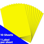 Jam Paper Étiquettes autocollantes pleine page, 8 1/2 x 11 po, jaune néon, 10/paquet-Jaune