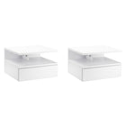 HOMCOM - Table de nuit flottante avec tiroir et étagère ouverte - blanc - lot de 2-Deux tables de chevet dans chaque ensemble