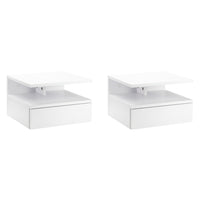 HOMCOM - Table de nuit flottante avec tiroir et étagère ouverte - blanc - lot de 2-Deux tables de chevet dans chaque ensemble