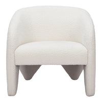 Zuo - Lopta Fauteuil d’appoint - Blanc-Tissu style mouton bouclé