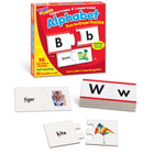 Puzzles amusants à connaître sur l'alphabet majuscule et minuscule TREND -Seules les pièces identiques s'assemblent. Des mots et des photos au dos des pièces de puzzle comme une autre façon de faire correspondre.