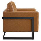 Modway - Posse Cuir végane Chaise d’accent - Black Tan-Cadre en acier inoxydable noir mat