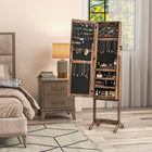 HOMCOM - Armoire à bijoux avec miroir - 18,4 po L x 14,4 po l x 59,6 po H - brun rustique-Couleur : Marron rustique 