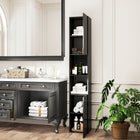 Kleankin - Armoire de salle de bain haute brillance avec porte et étagères - noir-Le design à haute brillance apporte une touche de couleur élégante à votre intérieur 