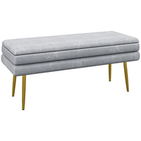 HOMCOM - Banc de rangement rembourré pour bout de lit - gris foncé-Le rembourrage épais en mousse et la surface au toucher velours offrent une assise confortable 