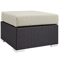 Modway - Convene Terrasse extérieure Tissu Carré ottoman in Espresso Beige-Tissage en rotin synthétique