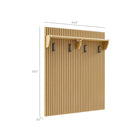 Modway - Render Cannelé Panneau porte-manteaux avec tablette in Chêne clair-Panneau mural avec quatre crochets