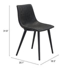 Zuo - Daniel Chaise de salle à manger - Noir vintage - Ensemble de 2-6