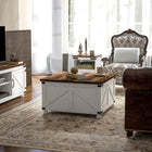 HOMCOM - Table basse relevable avec compartiment caché - blanc-Le mécanisme en métal de qualité permet une levée et une descente en douceur