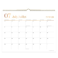 Cambridge - Calendrier mural mensuel WorkStyle 2026-2027 - 11 7/8 po H x 14 7/8 po l - bilingue-12 mois de juillet 2026 à juin 2027