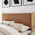 Modway - Maven Grandeur nature Cuir végétalien rembourré Lit de plateforme, Tan Oak-Tête de lit et pied rembourrés