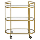 Hudson&Canal - Chariot de bar ovale Leif 30" de largeur - Laiton-Quatre roues vous permettent d'emmener la fête n'importe où
