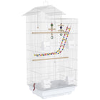 PawHut - Cage à oiseaux 39 po H avec échelle, balançoire, jouets, perchoirs - blanc-La cage spacieuse offre suffisamment d'espace pour le mouvement des oiseaux 