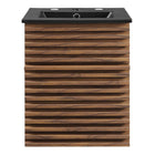 Modway - Render Fixation murale de 18" Vanette de salle de bain - Noir noyer-Bassin d’évier en céramique