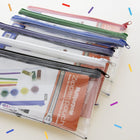 BAZIC Products - Pochette transparente polyvalente à fermeture éclair - Fermetures éclair de couleurs assorties - Paquet de 12-Fait de matière plastique durable