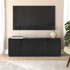 Hudson&Canal - Meuble TV Fitzroy pour téléviseurs jusqu'à 78" - Grain noir-Fabriqué à partir de matériaux MDF robustes avec une finition grain noir aspect bois