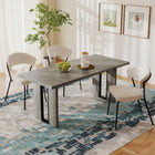 HOMCOM - Grande table à manger 71 po de style industriel pour 8 personnes - finition bois gris-Patins de pieds réglables pour assurer la stabilité sur les sols irréguliers 