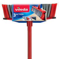 Vileda - Balai 3Action - Rouge-Les poils noirs ultra fins capturent tous types de saletés, des plus petites poussières aux plus gros débris