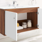 Modway - Transmit 36" Vanité de salle de bain murale - Blanc noyer-Placage en plaques de particules et noyer