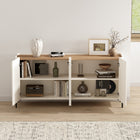 Manhattan Comfort - Buffet moderne Abbey 170 cm - Érable et blanc cassé-Portes élégantes sans poignées pour un aspect épuré et dégagé
