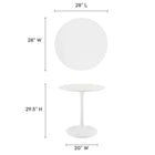 Modway - Lippa Rond de 28 po Bois Table à manger, Blanc-Plateau de table en MDF laqué