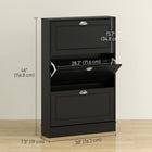 HOMCOM - Armoire à chaussures étroite avec 3 tiroirs basculants pour entrée - noir-Conception anti-basculement pour plus de stabilité 