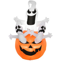 HOMCOM - 1 - 8 m Gonflable Halloween Citrouille Fantômes pour jardin-Ce gonflable apporte un affichage cohérent pour Halloween 