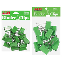 JAM Paper - Assortiment de pinces à baguette colourées - tailles moyenne et grande - pinces vertes - 27 pinces/paquet-Couleur : Vert | Fabriquées en acier trempé pour une prise ultra solide