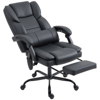 HOMCOM - Fauteuil de bureau avec massage - chaise de bureau inclinable - noir-Le massage vibrant à six points apaise le dos, les lombaires et les cuisses, avec cinq modes, trois intensités et une minuterie de 15 minutes, s'adaptant aux préférences personnelles 