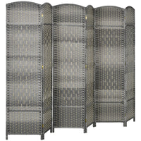 HOMCOM - Séparateur de pièce autoportant 6 panneaux tissé à la main pour bureau à domicile, chambre - gris mélangé-Conception pliable à 6 panneaux avec 15 charnières métalliques pour un rangement facile  
