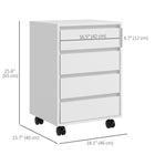 HOMCOM - Classeur à 4 tiroirs pour documents format lettre/A4 avec roulettes verrouillables - blanc-Livré avec des sangles anti-basculement pour plus de sécurité 
