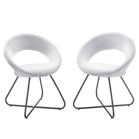 Modway - Nouvelle Tissu rembourré Chaise à manger Ensemble de 2 - Noir Blanc-Chaises de salle à manger rétro modernes