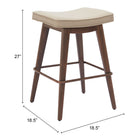 Zuo - Divat Tabouret de comptoir - Beige/Noyer - Ensemble de 2-8