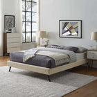 Modway - Loryn Tissu Cadre de lit queen avec pieds ronds et écartés, Beige-Rembourré en polyester
