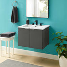 Modway - Maybelle 24" Vanité de salle de bain murale - Gris blanc-Conception murale