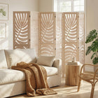 HOMCOM - Paravent autoportant à 6 panneaux motif feuille de palmier pour bureau à domicile ou chambre - finition bois naturel-Le design pliable avec 20 charnières métalliques facilite le rangement  
