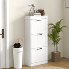 HOMCOM - Armoire à chaussures étroite avec tiroirs basculants et étagère réglable - blanc-Les étagères intérieures réglables sur 2 niveaux sont amovibles pour ranger différents types de chaussures 