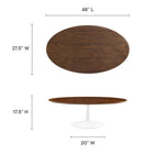 Modway - Lippa Ovale de 48 po Bois Table basse - Noyer-Placage en grain de bois et plateau de table en MDF