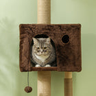 PawHut - arbre à chat du sol au plafond 89 po-100 po hauteur réglable - brun-Comprend un poteau à griffer pour satisfaire l’instinct naturel de griffade 