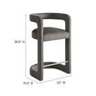 Modway - Winslow Performance Velvet Tabouret de comptoir - Storm Gray-Tissu de velours Performance