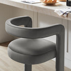 Modway - Winslow Performance Velvet Tabouret de bar - Storm Gray-Repose-pieds en acier inoxydable