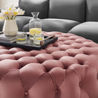 Modway - Amour Gros rond à boutons touffés Performance Velvet Ottoman - Rose poussiéreuse-Rembourrage en mousse dense
