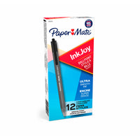 Papermate - Stylos à bille 100 à pointe rétractable - 1,0 mm - noirs - paquet de 12-Couleur transparente et corps teinté pour une allure rafraîchissante  
