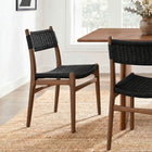 Modway - Wynn Corde et bois Fauteuil d’appoint de salle à manger - Noir noyer-Cadre en hêtre massif