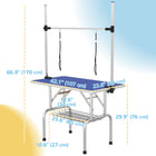 PawHut - Table de Toilettage pour Chien Réglable avec 2 Harnais de Sécurité - Bleu-Deux sangles pour maintenir votre chien en toute sécurité pendant la toilette