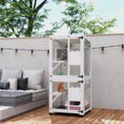 PawHut - Maison pour chat d’extérieur, grande volière avec roues et boîte de repos - 31,5 po L x 30 po l x 70,75 po H - blanc-Toit en asphalte sur le dessus pour résister aux intempéries 