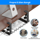ShoppingAll - Plateau de rangement de câbles sous le bureau avec 10 attaches de câbles - Noir-9