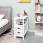 HOMCOM - Table d’appoint mince avec 2 tiroirs et étagère de rangement - blanc-Son design fin et élégant s’intègre parfaitement dans n’importe quelle pièce, comme le salon ou la chambre à coucher 